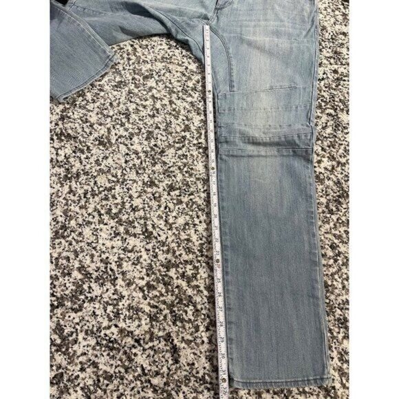 Zanerobe Mens Skinny Fit Jeans 38x32 Light Wash Denim Knee Panel Button Fly Y2K - Picture 5 of 10